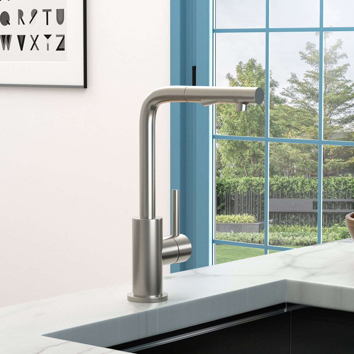 Brushed Nickel Kitchen Faucets with Pull Down Sprayer