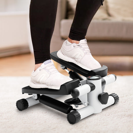 Hydraulic Fitness Stepper with Resistance Bands and Display