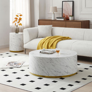 15.75inch Round Sidetable for Living Room Fully Assembled White