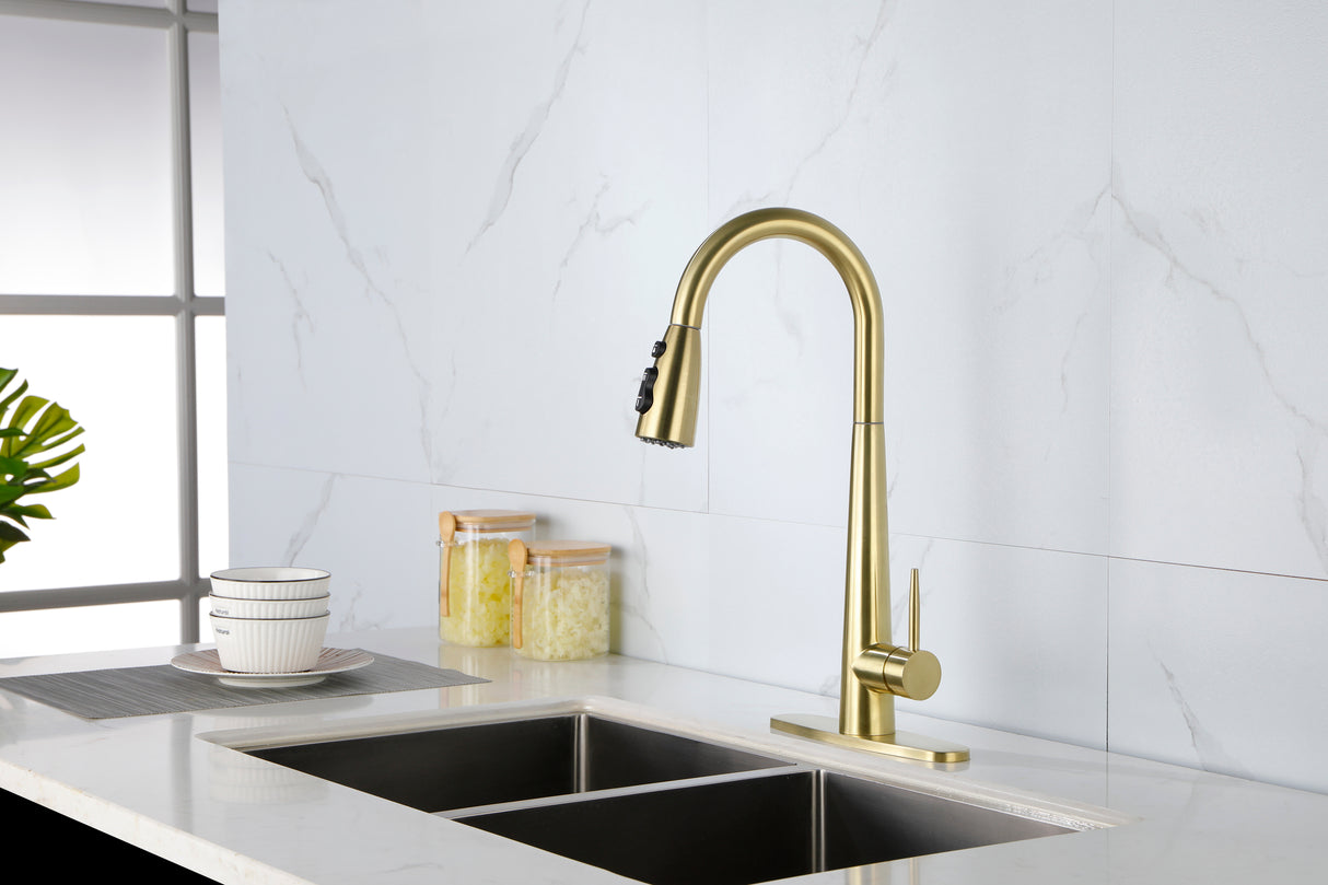 Gold Kitchen Faucets with Pull Down Sprayer