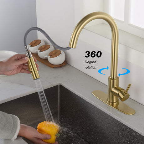 Touch Kitchen Faucet with Pull Down Sprayer-Gold