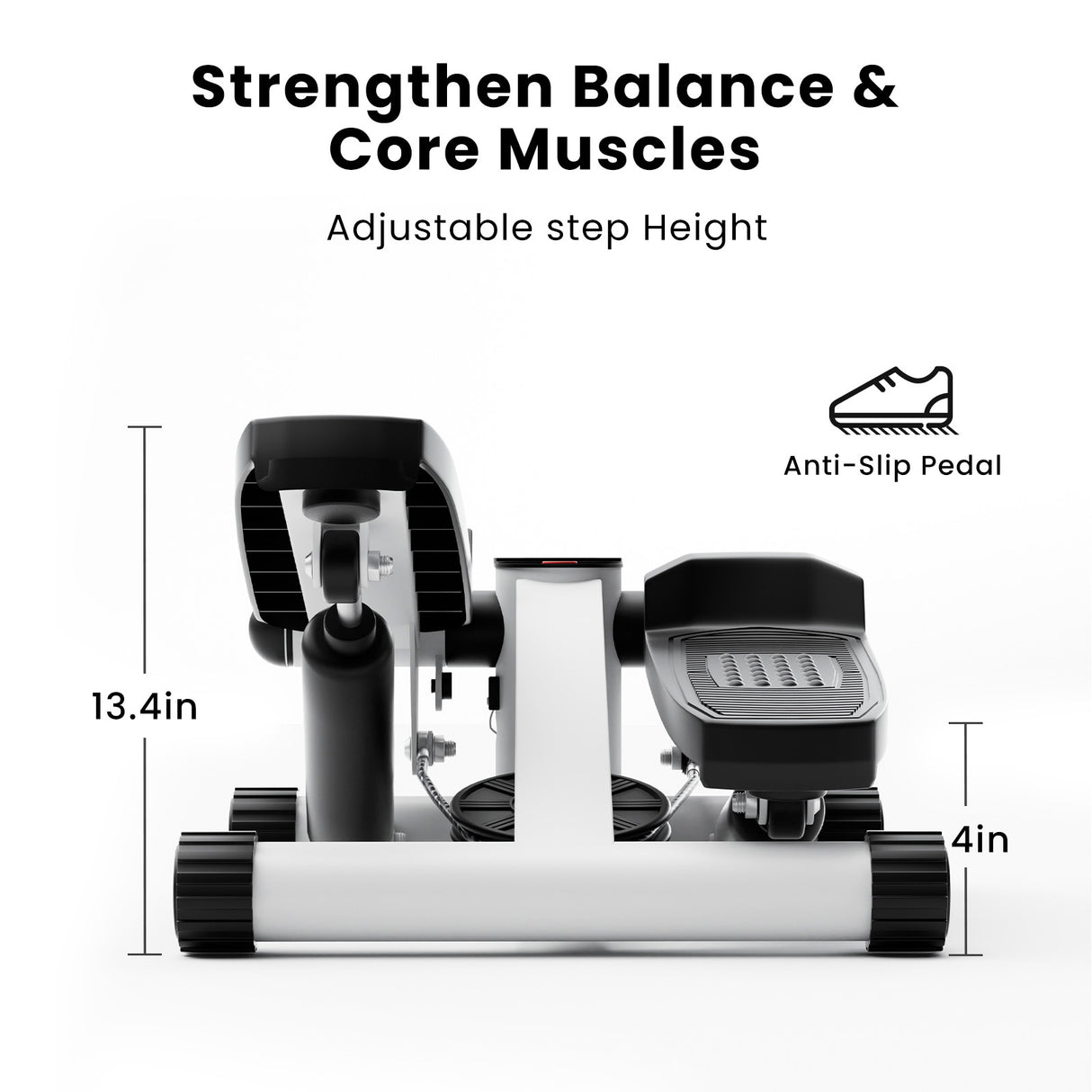 Hydraulic Fitness Stepper with Resistance Bands and Display