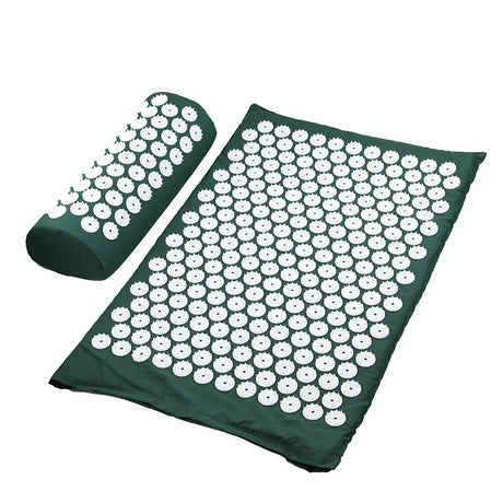 Acupressure mat and pillow set for pain relief and relaxation, ideal for massaging muscles and improving circulation. Available in multiple colors with portable carry bag included for easy transportation. Perfect for home use or sports recovery. Shop at BoltBuy for your wellness needs.