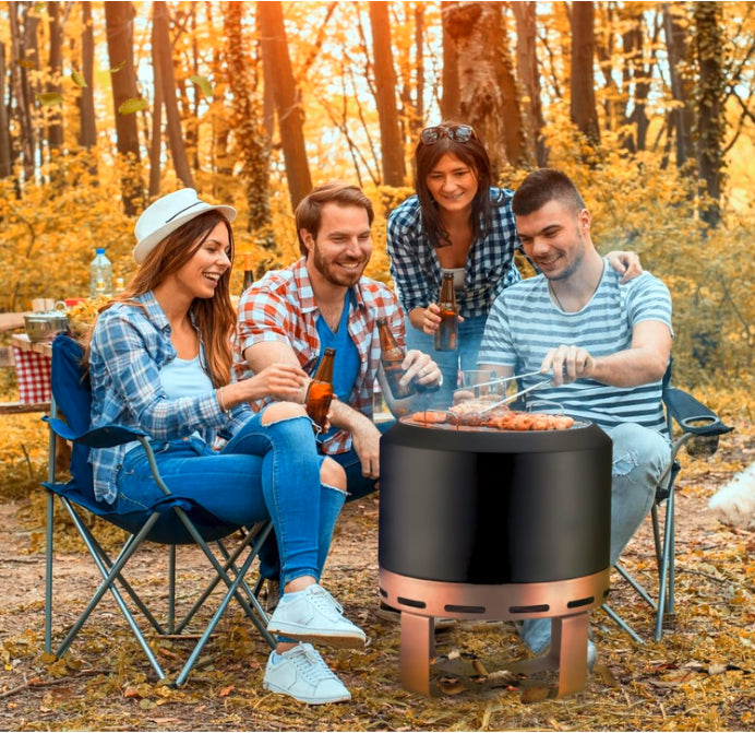 Outdoor Smokeless Fire Pit Stove 18'' for Camping Bonfire, Wood Burning Fire Place Firepit with Stand for Patio Backyard Outside