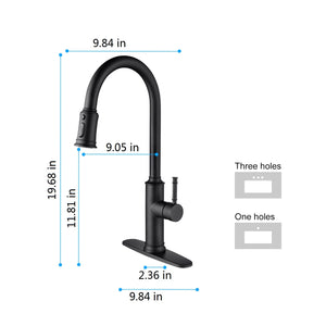 Double Handle Widespread Kitchen Faucet with Traditional Handles-Matte Black