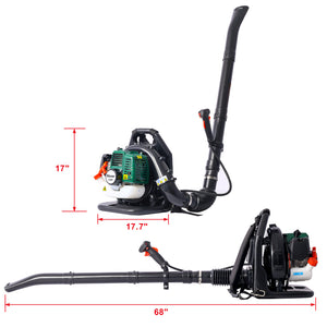 52cc 2-Cycle Gas Backpack Leaf Blower with extention tube