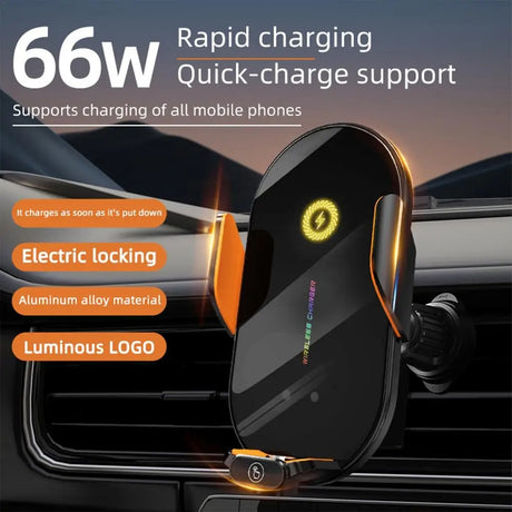 ClampCharge 360 Wireless Car Charger 66W for fast and efficient phone charging with strong grip mount, ideal for on-the-go charging at BoltBuy.com