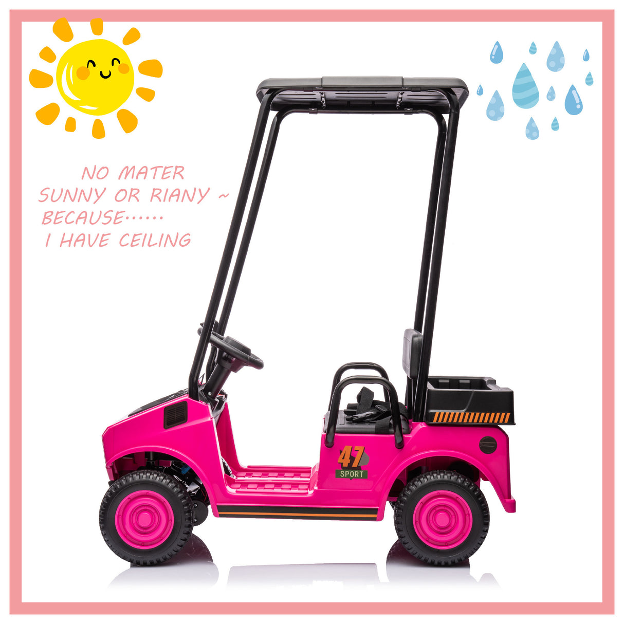 Pink 12V Ride On Toy for Kids Ages 3+