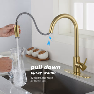 Touch Kitchen Faucet with Pull Down Sprayer-Gold