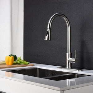 Kitchen Faucet with Pull Out Sprayer-Brushed Nickel Stainless Steel