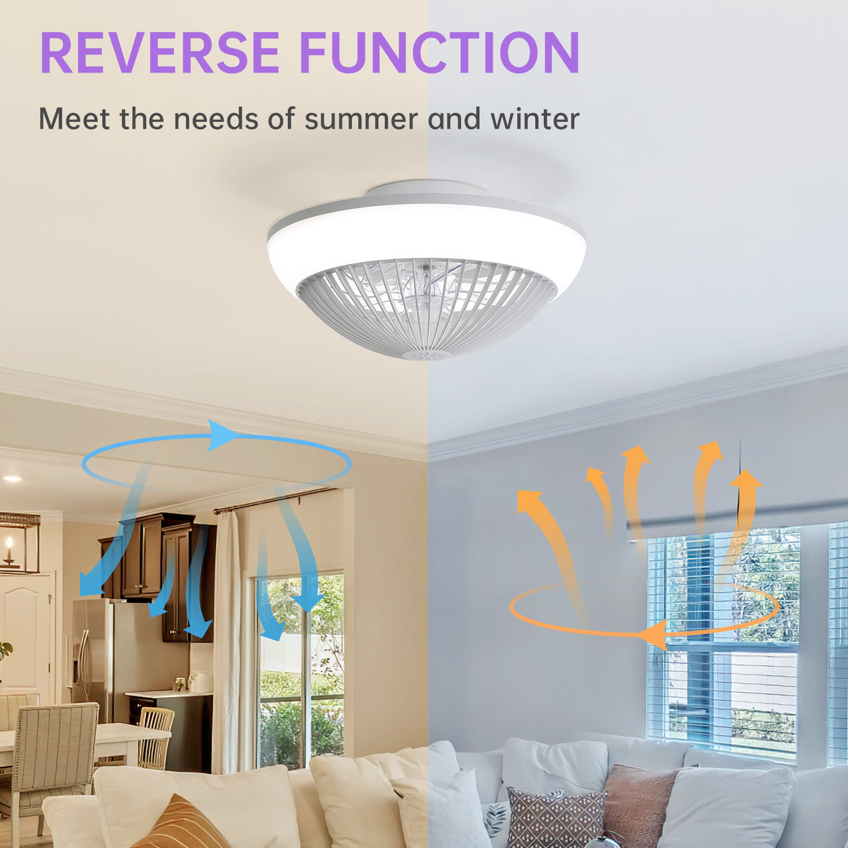 15"RGB Dimmable LED Ceiling Fan with Light