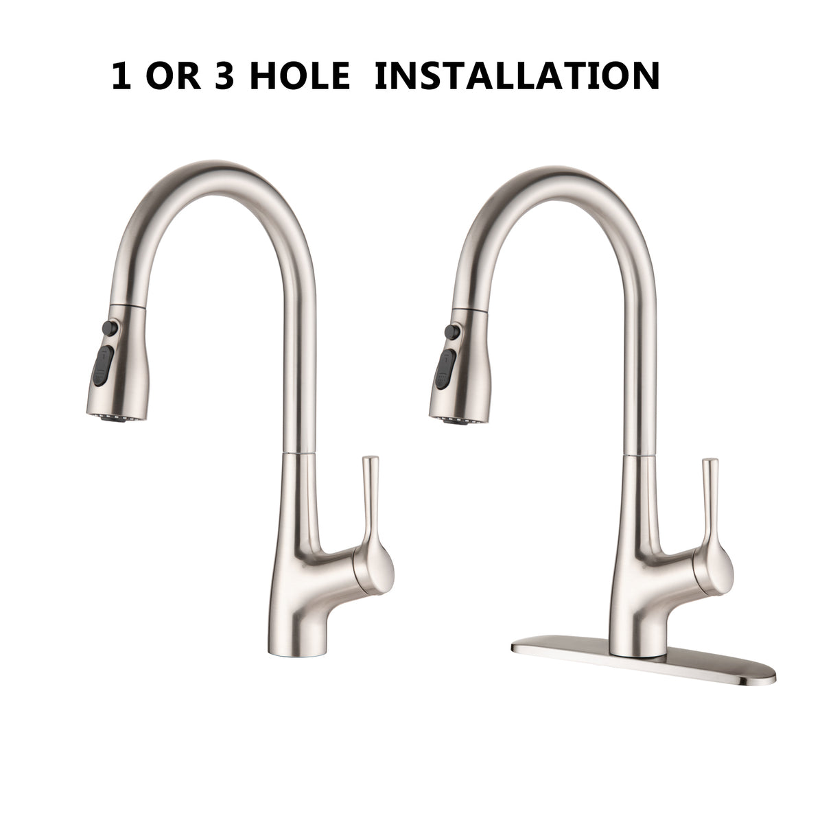 Single Handle Pull Down Kitchen Sink Faucet Brushed Nickel