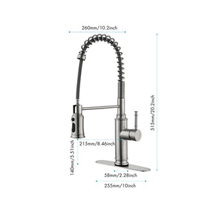 Single Handle Single Lever Pull Down Sprayer Spring Kitchen Sink Faucet