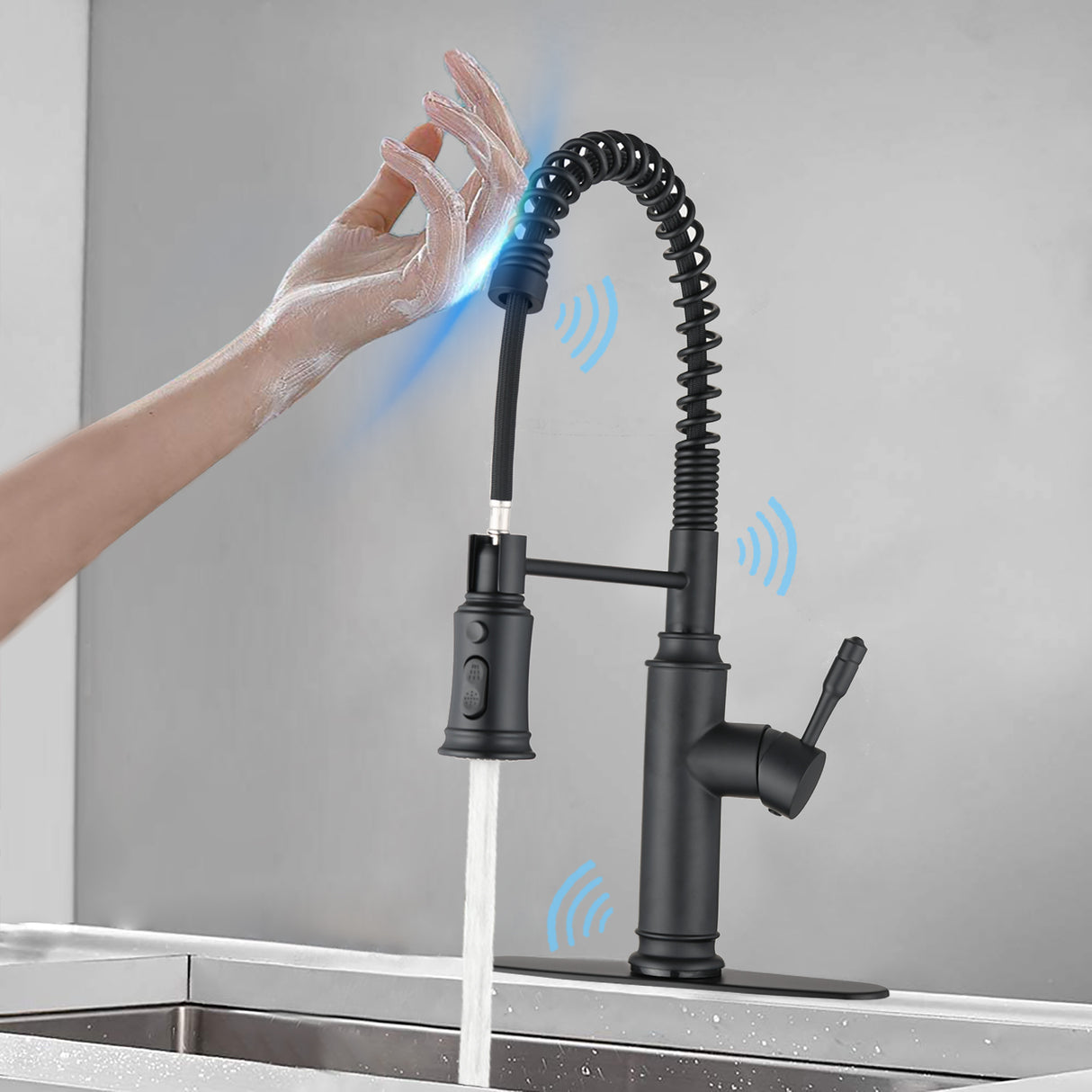 Touch Kitchen Faucet Pull Down Sprayer-Matte Black