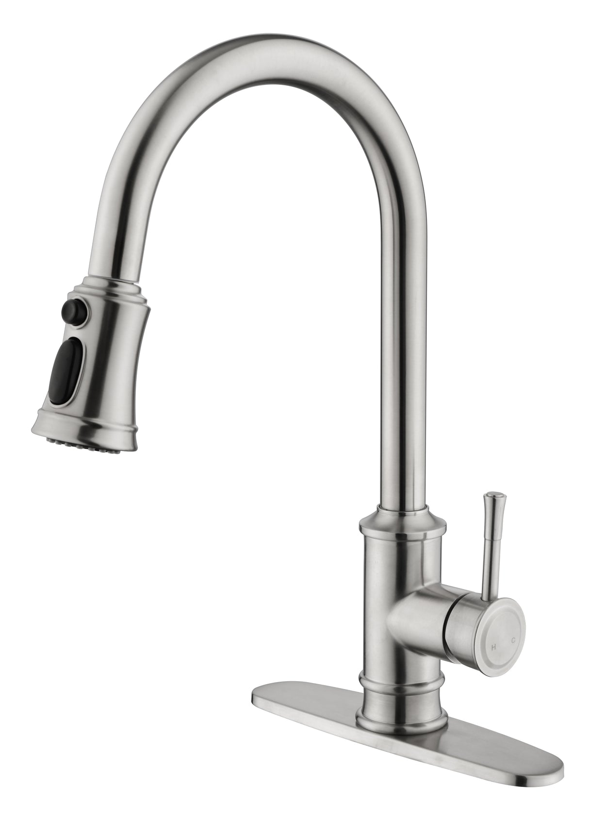 Single Handle High Arc Brushed Nickel Pull Out Kitchen Faucet Stainless Steel