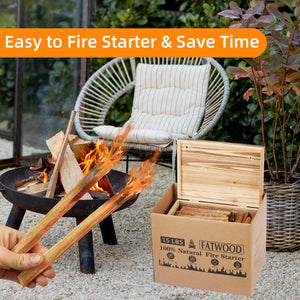 15 Lbs Fatwood Fire Starter Sticks with Wooden Box, 100% Natural Kindling wood, Pine Firewood Firestarter for Campfire, Stove, Fireplace, Bonfires, Grill