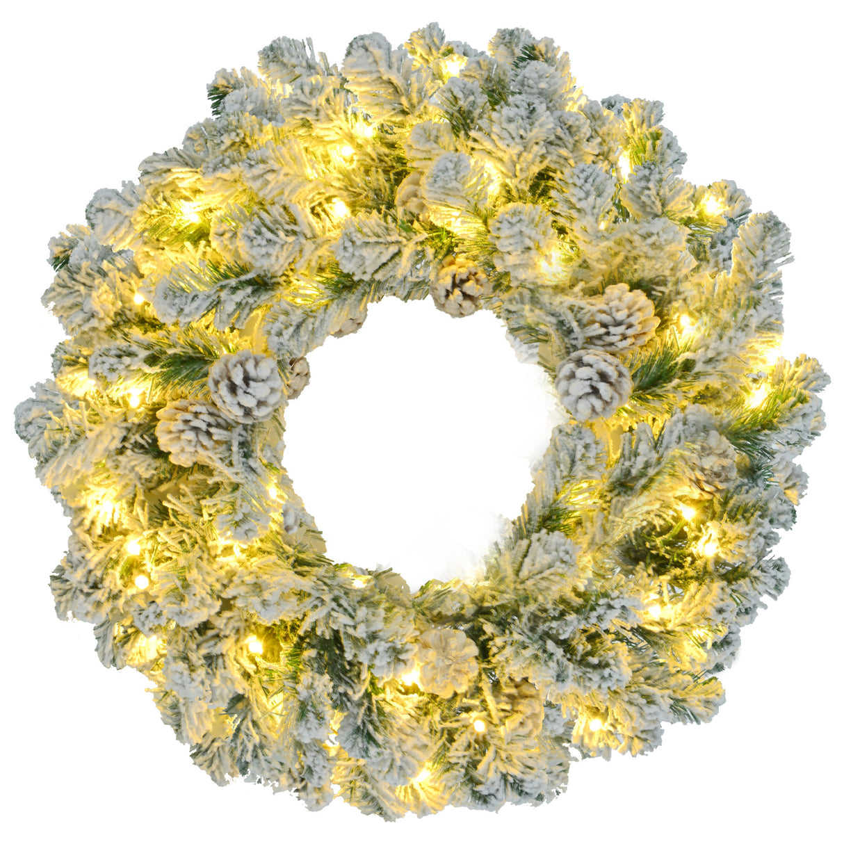 6FT Snow Flocked Christmas Tree,Garland & Wreath