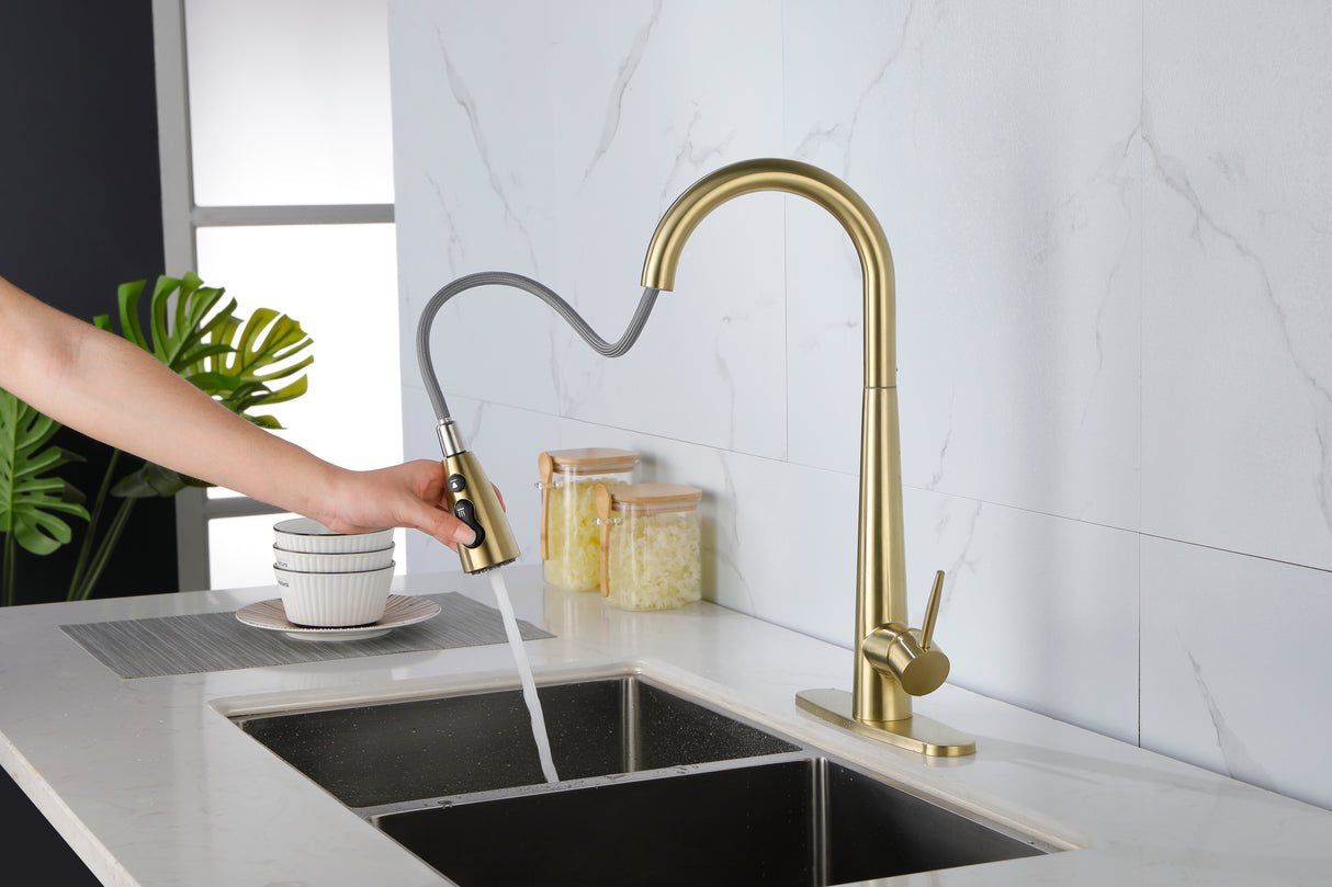 Gold Kitchen Faucets with Pull Down Sprayer