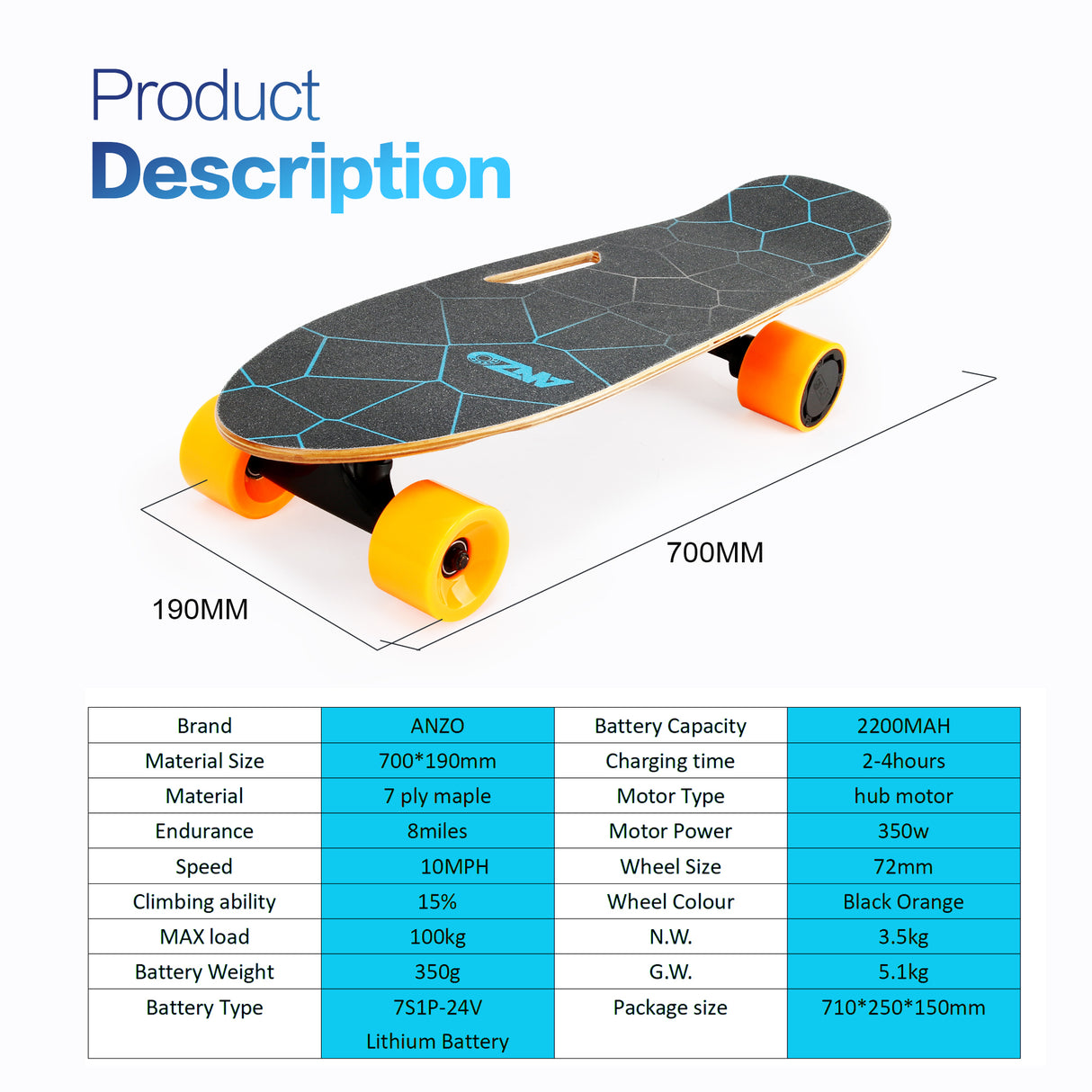 Small Electric Skateboard with Remote Control