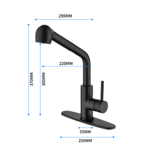 Matte Black Kitchen Faucets Stainless Steel with Pull Down Sprayer