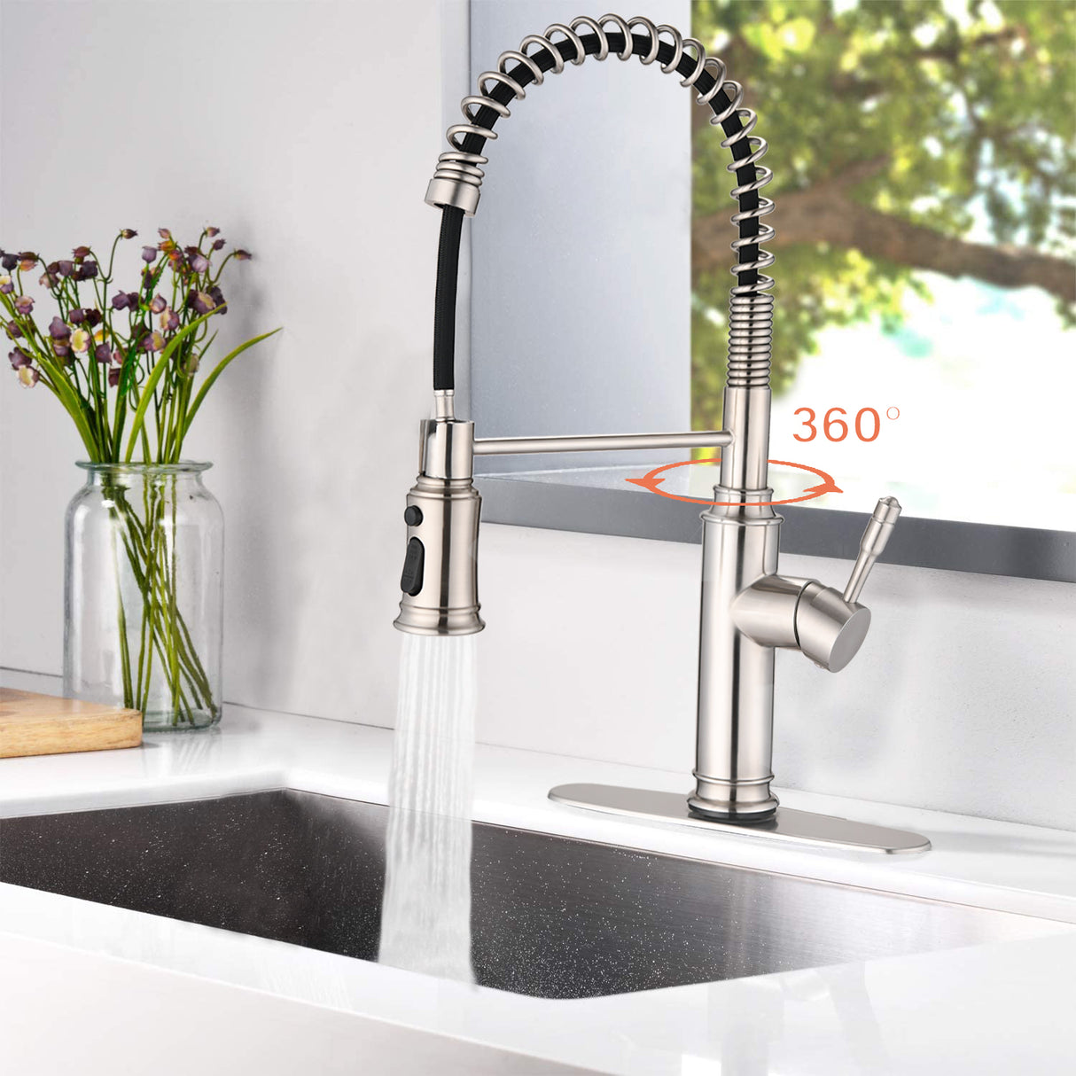 Touch Kitchen Faucet with Pull Down Sprayer-Brushed Nickel