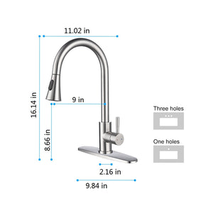 Kitchen Faucet with Pull Out Sprayer-Brushed Nickel Stainless Steel