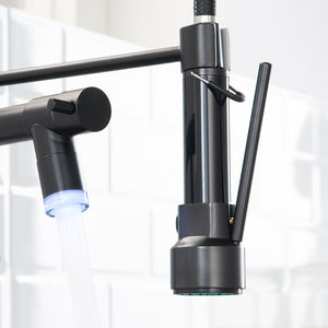 LED Commercial Kitchen Faucet with Pull Down Sprayer