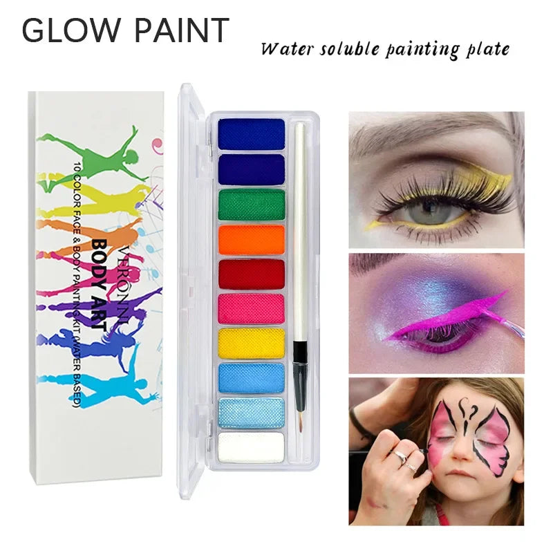 10 Colors Face Body Art Paint - Glow in Dark