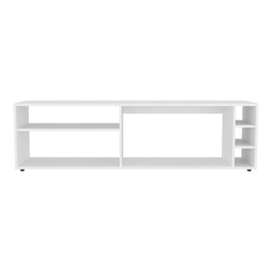 FM FURNITURE Mayo TVStand for 70" Screen with Open Storage and Melamine Finish, White