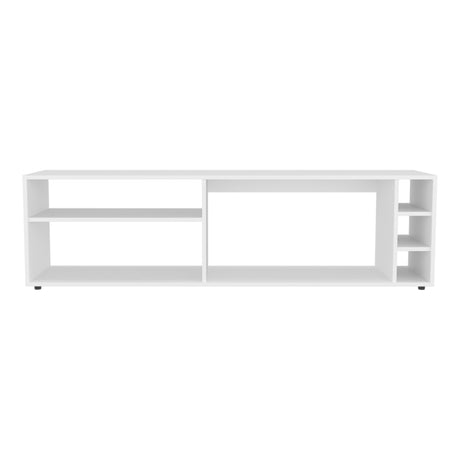 FM FURNITURE Mayo TVStand for 70" Screen with Open Storage and Melamine Finish, White