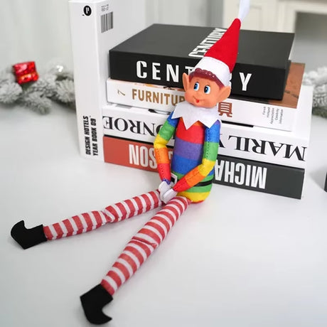 42Cm Christmas Elf Doll for Kids Mini Toy Poseable Little Elf Dolls for Christmas Naughty Boy Shelf Sitters with Dangling Legs