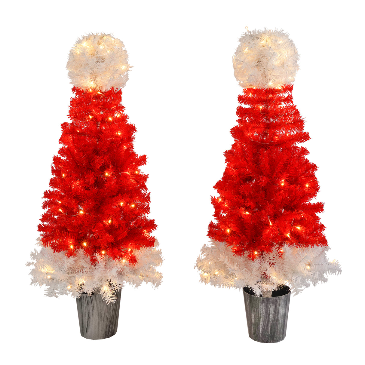 Festive red and white LED Christmas tree for indoor holiday decor, featuring vibrant lights and a unique snow-topped design, perfect for creating a warm, joyful atmosphere in your living room or near the fireplace. Shop at Boltbuy.com for elegant Christmas decorations