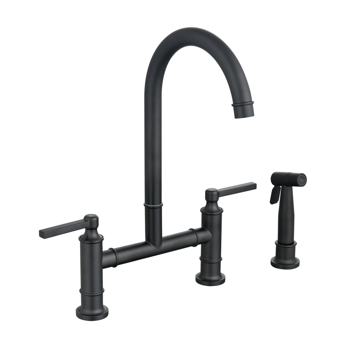 Double Handle Bridge Kitchen Faucet with Side Spray