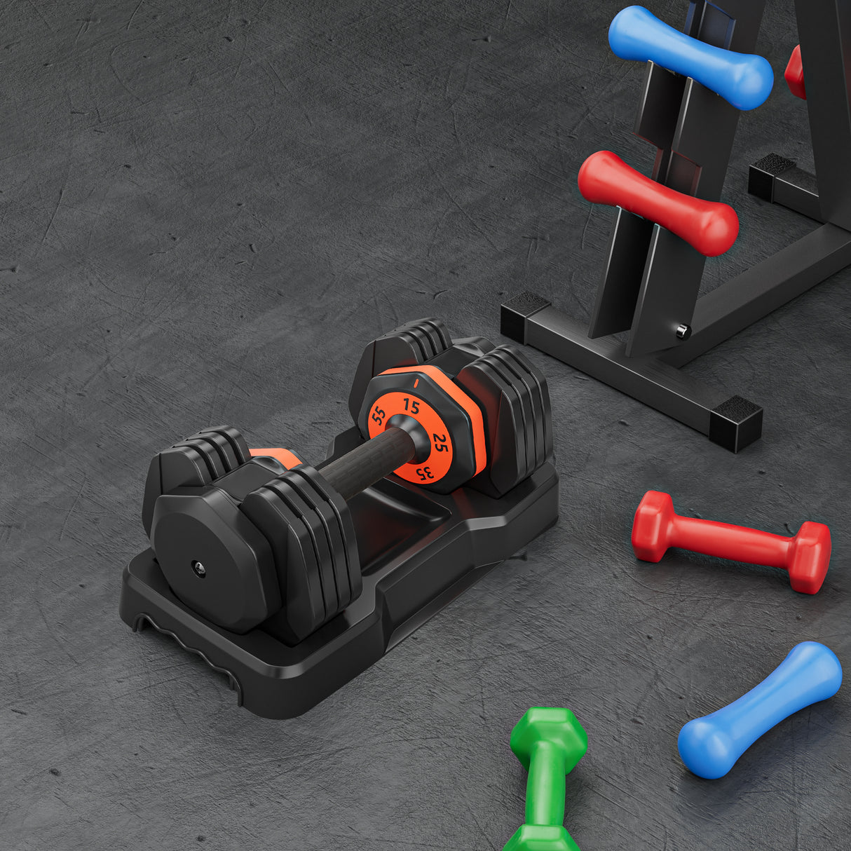 Upgrade your workout with the 55LB 5-in-1 Adjustable Dumbbell! Compact, versatile, and easy to use. Shop now at boltbuy.com for fitness made simple and efficient!