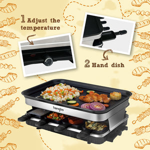 8 Raclette Grill Non-stick Adjustable Temperature 1500W