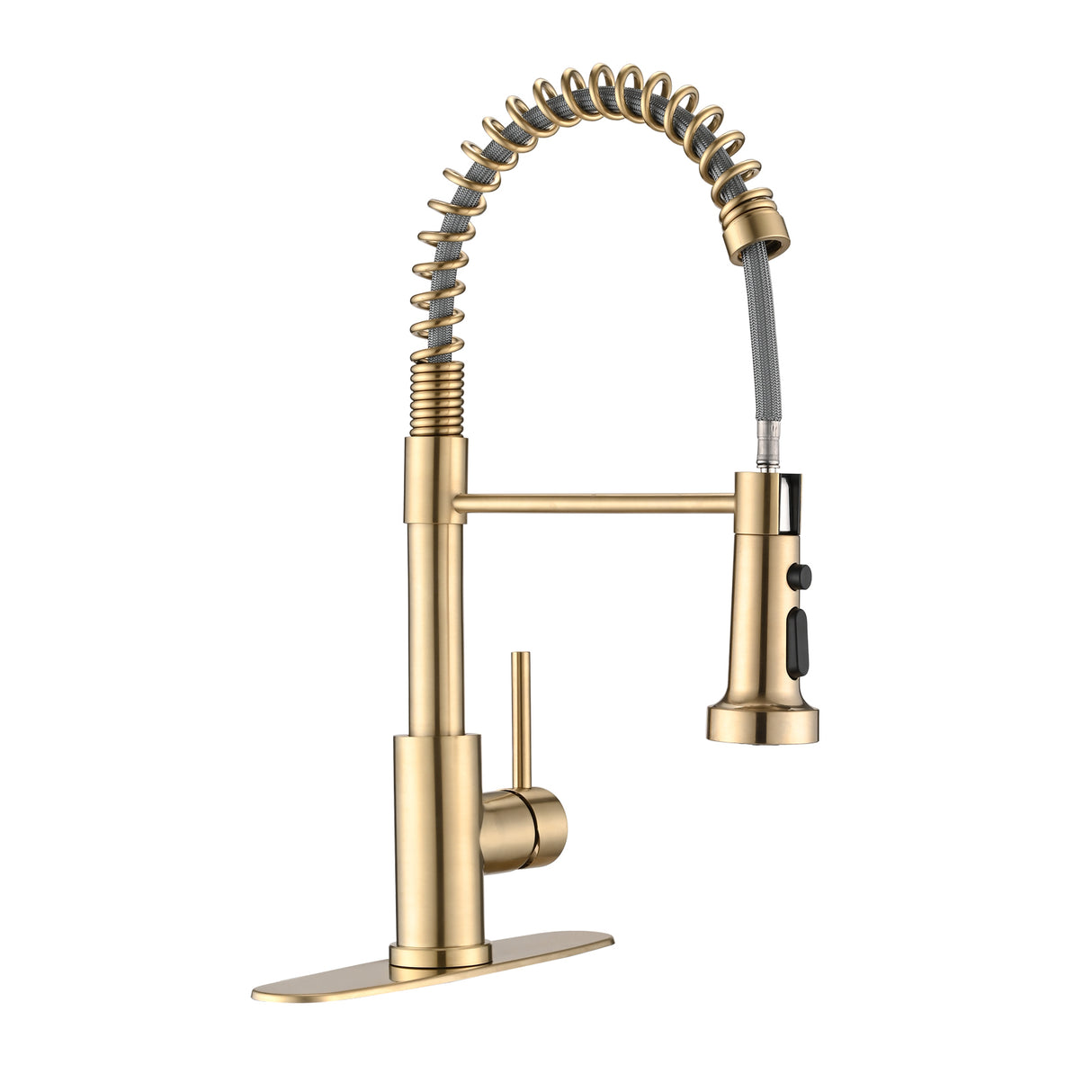 Pull Down Sprayer Spring Kitchen Sink Faucet Brushed Gold